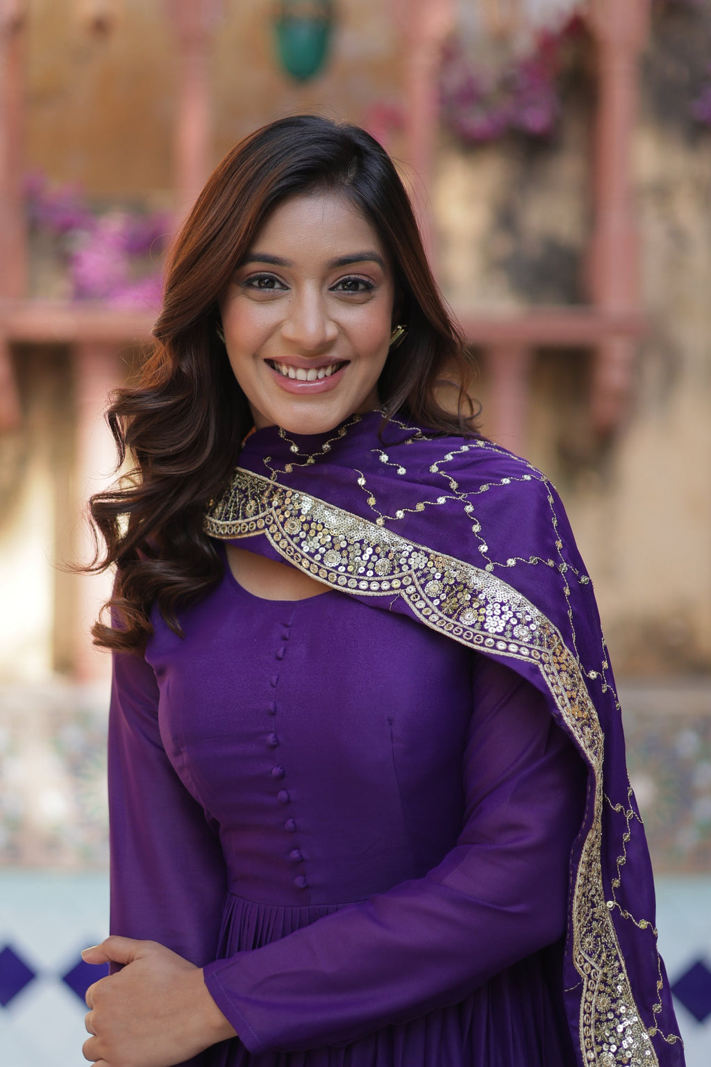 Jamuni Star Georgette Sequins Embroidered Anarkali Set