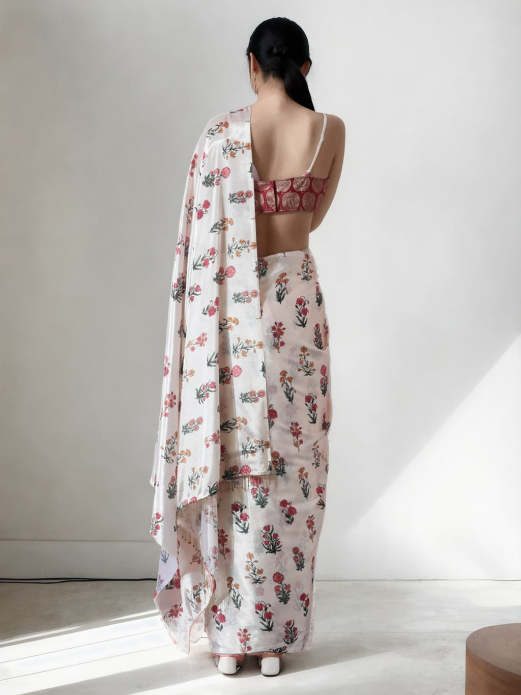 Women's Multicolor Chinon Digital Printed Ready To Wear Saree