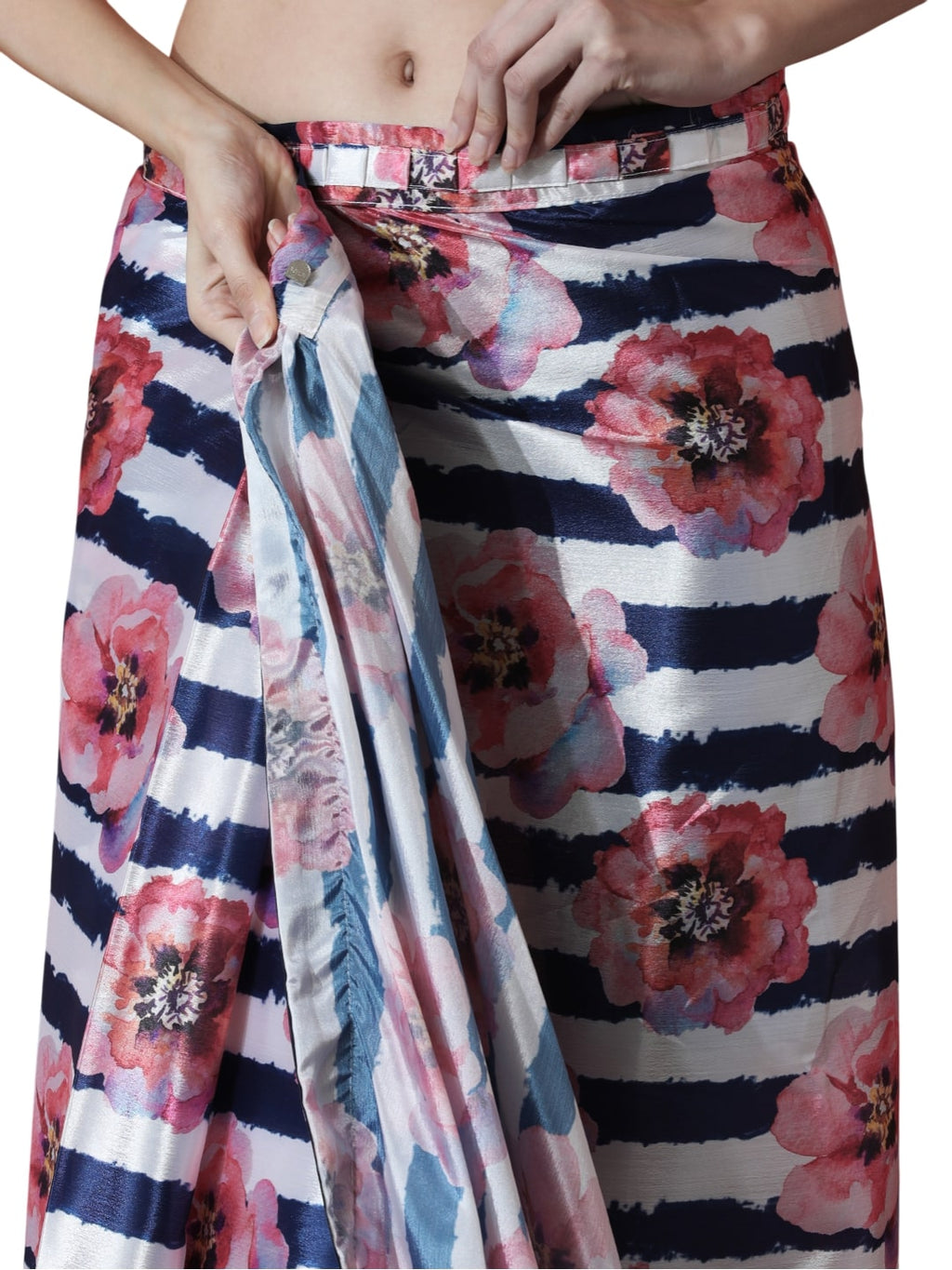 Jyoti Fashion Women's Multicolor Chinon Digital Printed Ready To Wear Saree with Blouse