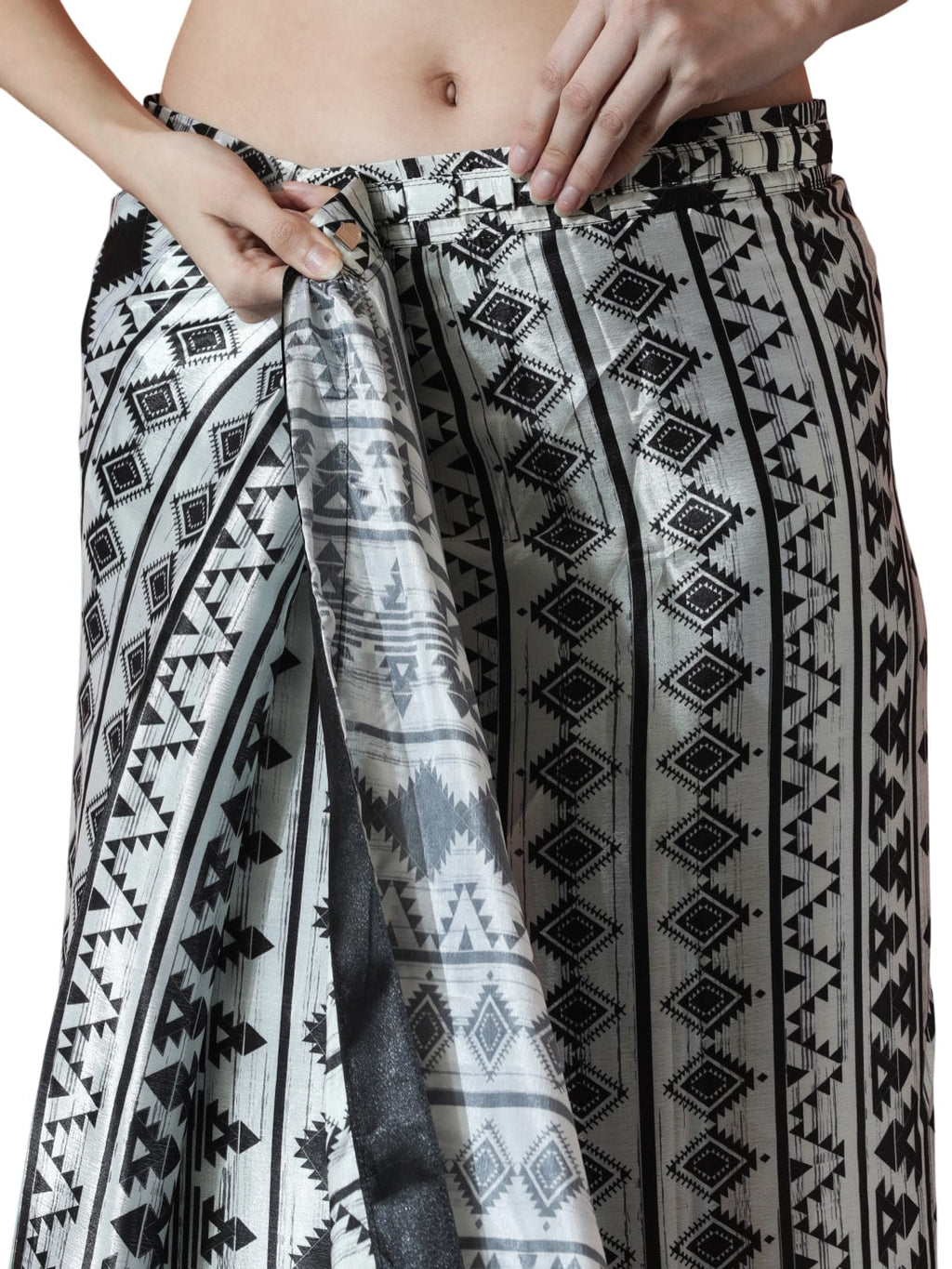 Women's Black Chinon Digital Printed Ready To Wear Saree