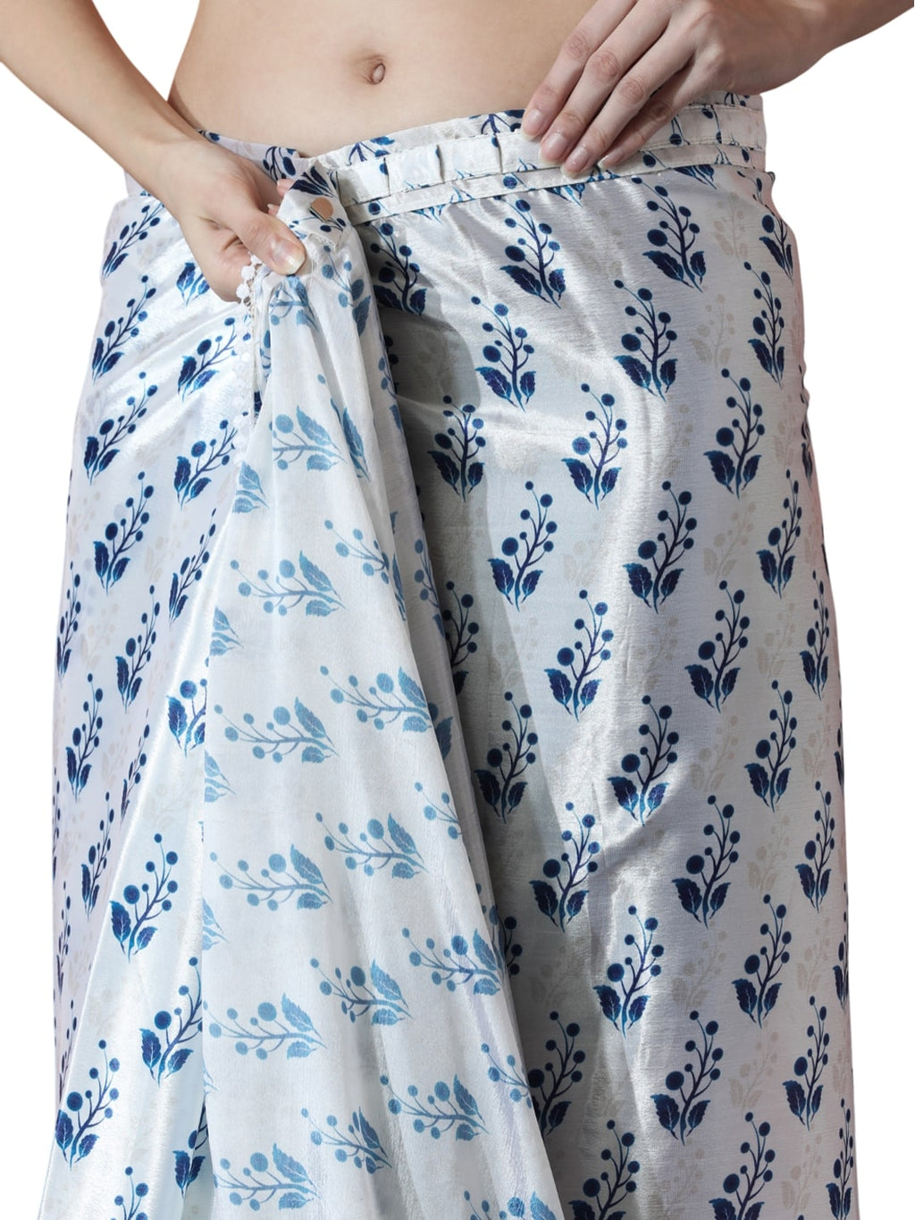 Women's Blue Chinon Ready to Wear Saree with Blouse
