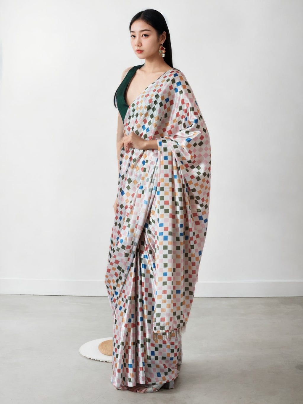 Jyoti Fashion Women's Multicolor Chinon Digital Printed Ready To Wear Saree with Blouse