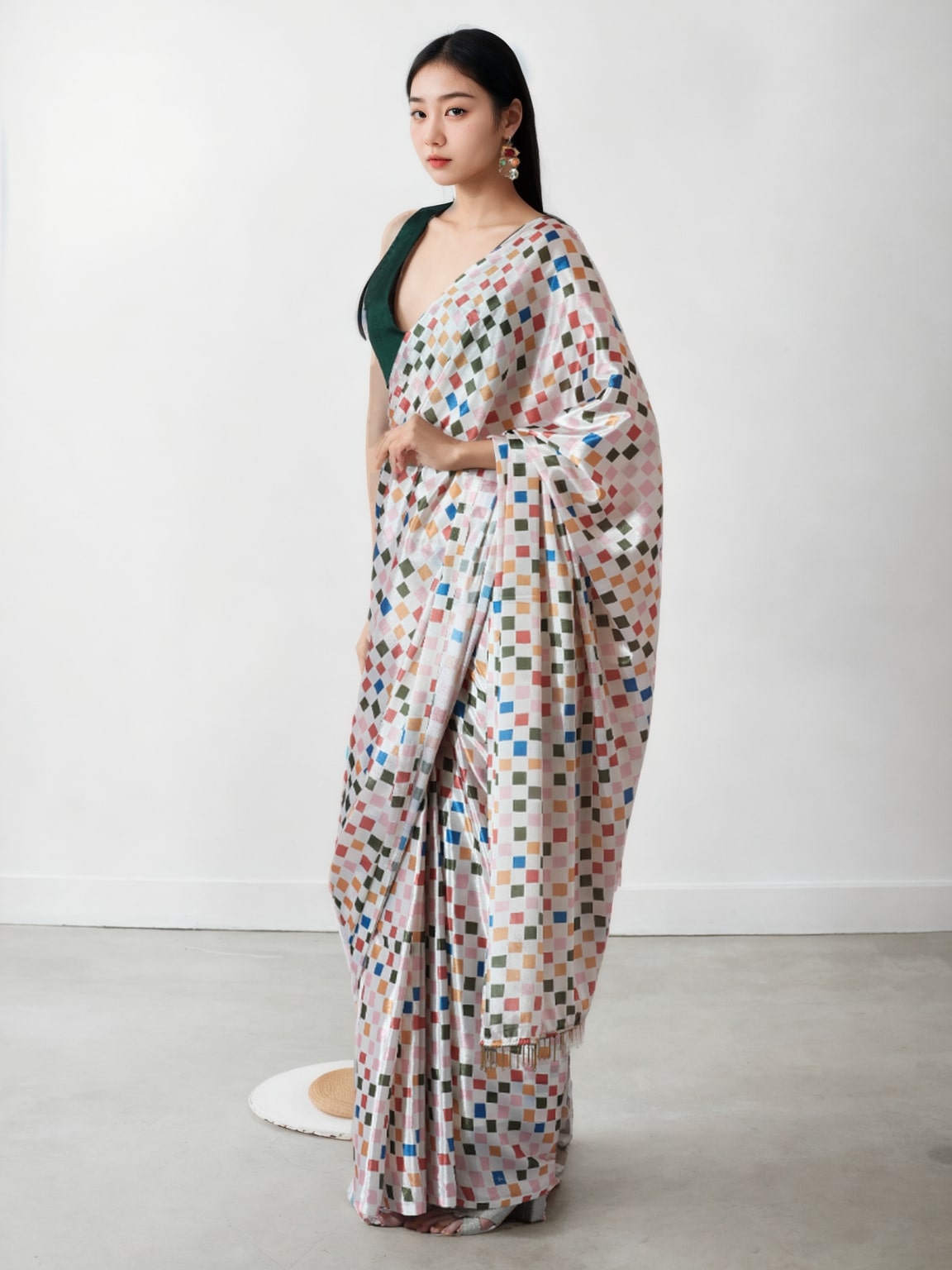 Jyoti Fashion Women's Multicolor Chinon Digital Printed Ready To Wear Saree with Blouse