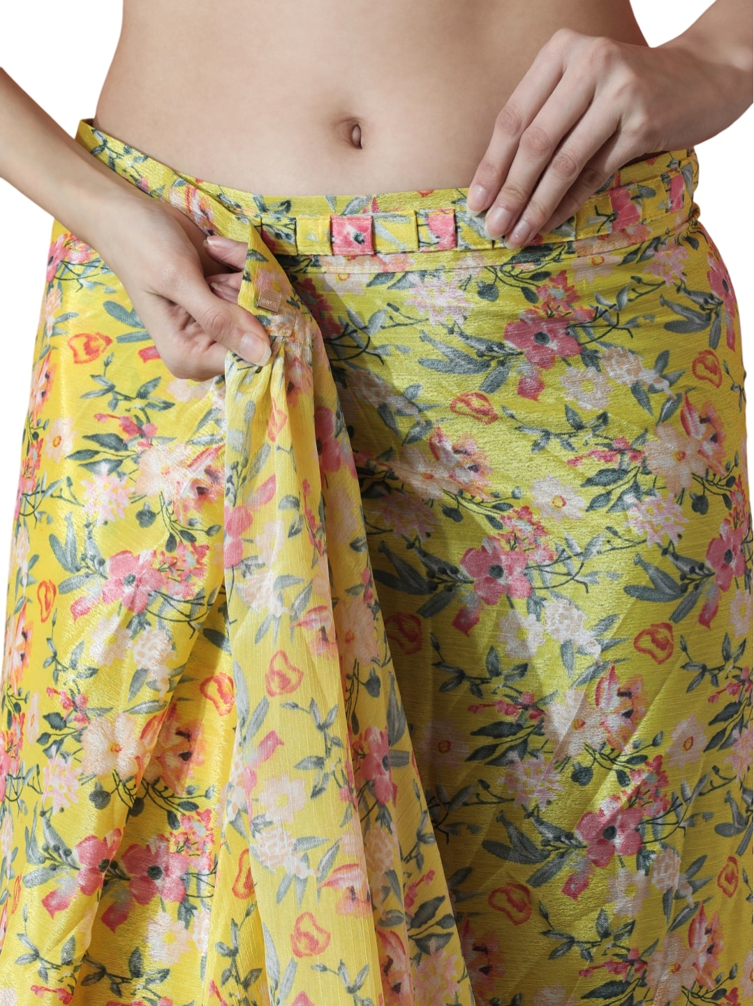 Mehendi Chinon Digital Printed Ready To Wear Saree with Blouse