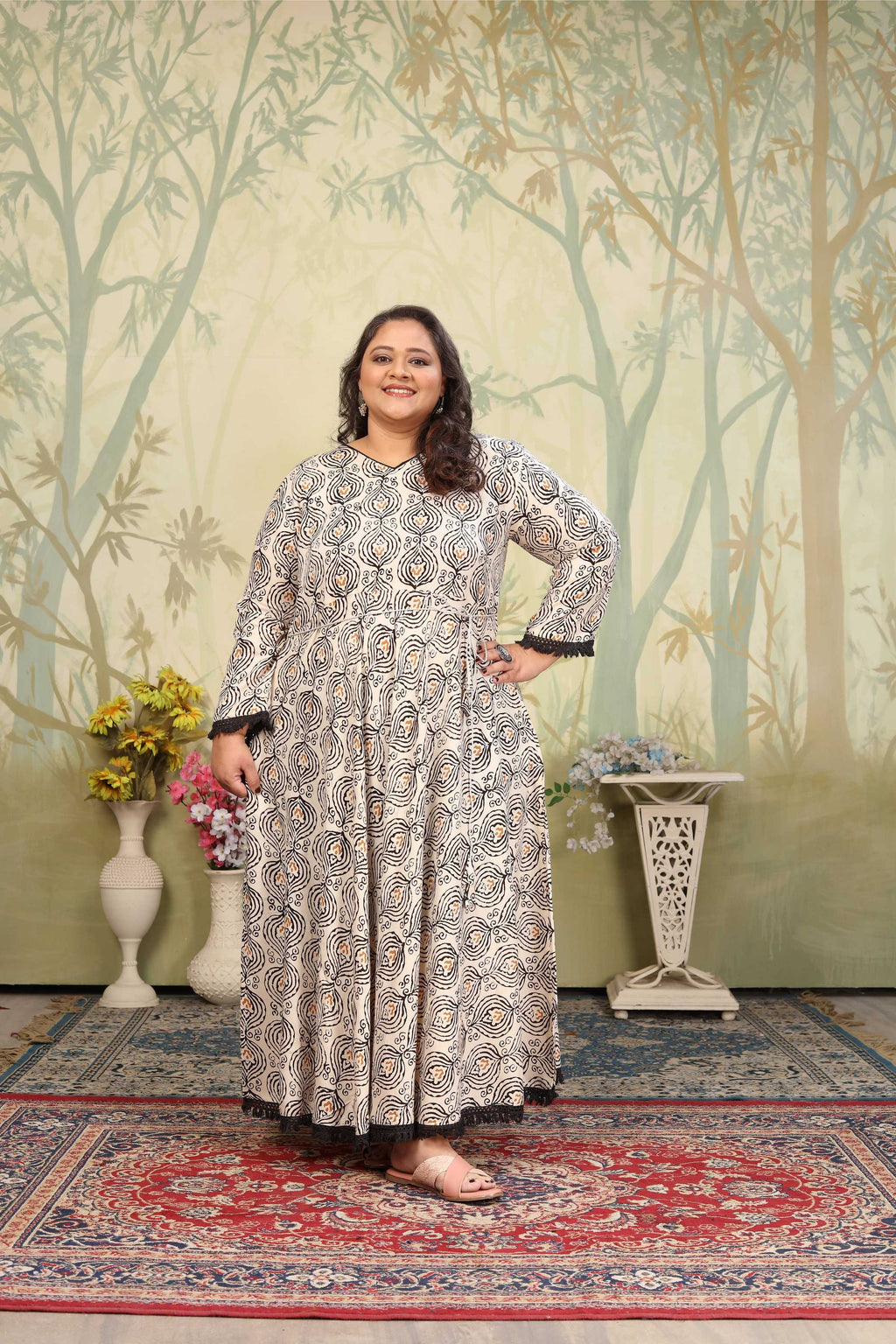Jyoti Fashion Women's Grey Rayon Floral Print with Sequins Designer Anarkali Set