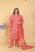 Pink rayon kurta set with digital print and handwork detailing