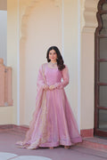 Lavender Fendi Chiffon A-line Anarkali dress with matching dupatta