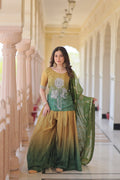 Jyoti Fashion Women's Green Chinon Beads Embroidered Sharara Set with Dupatta