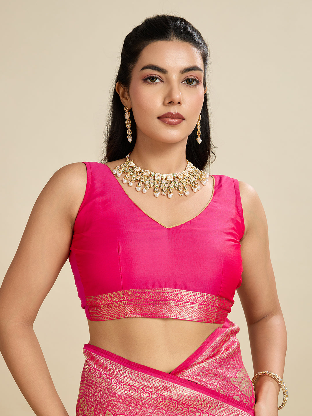 Pink Soft Kanjivaram Silk Zari Woven Designer Saree with Blouse