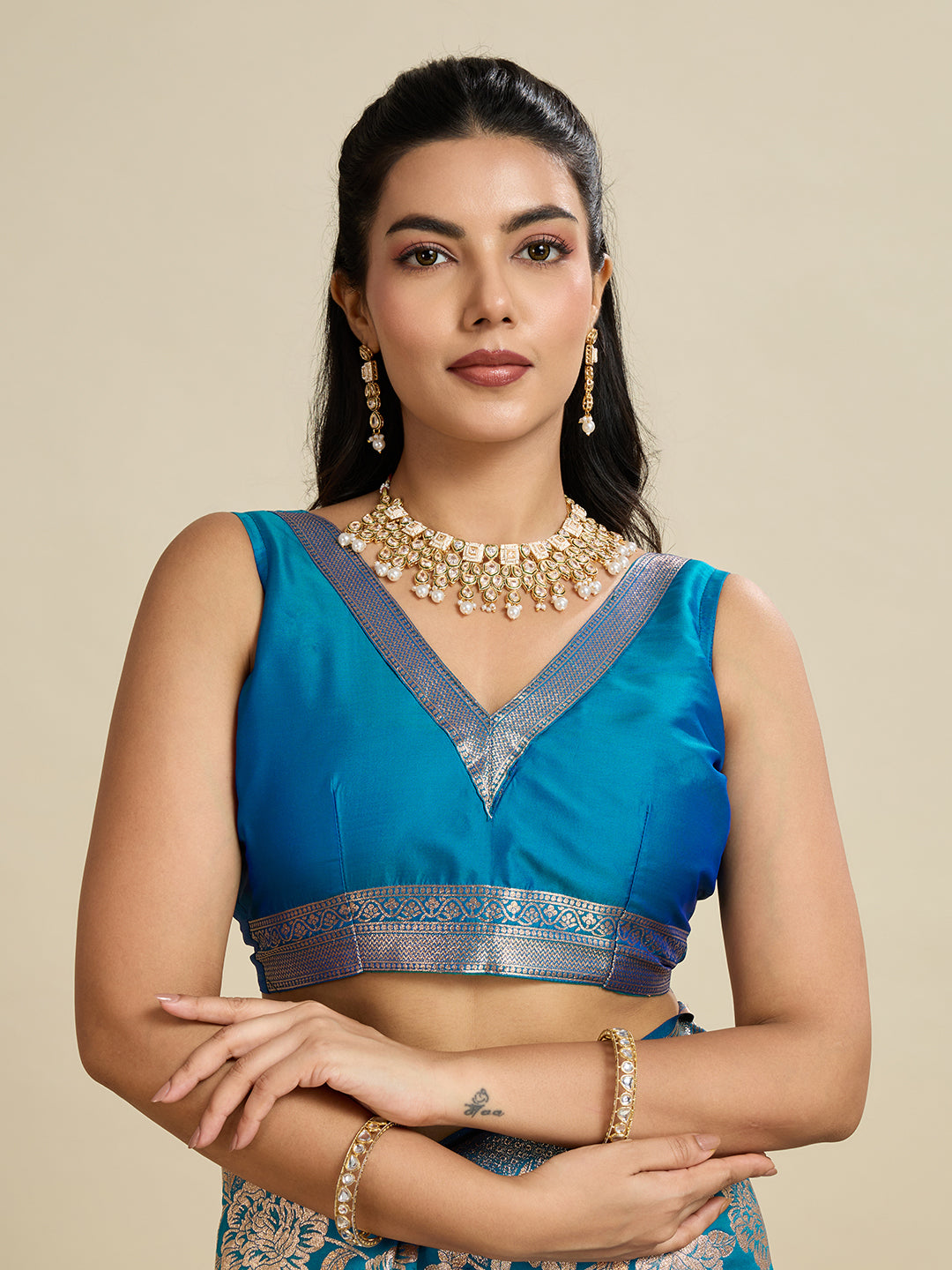 Blue Soft Kanjivaram Silk Saree with Traditional Zari Weaving