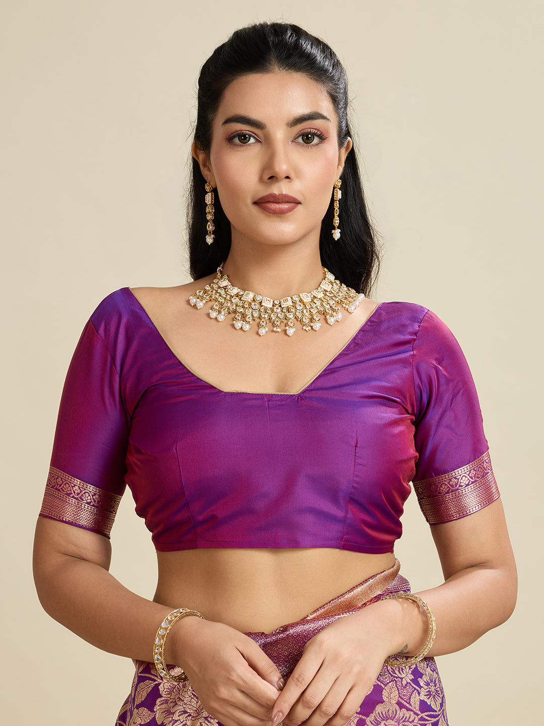 Purple Soft Kanjivaram Silk Saree with Zari Woven Designer Border