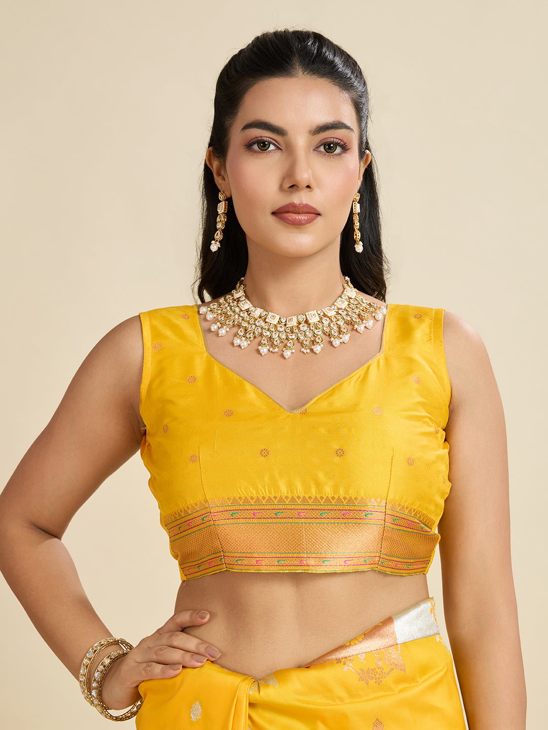 Yellow Soft Kanjivaram Paithani Silk Saree with Zari Weave