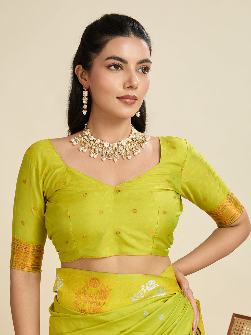 Mehendi Soft Kanjivaram Paithani Silk Saree with Zari Weaving
