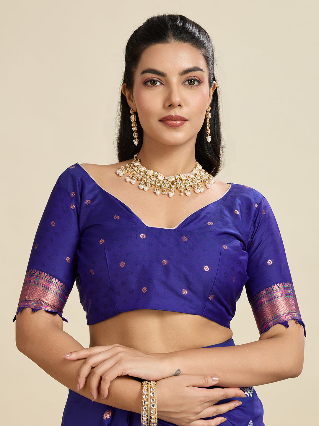Blue Kanjivaram Paithani Silk Saree with Zari Woven Designer Blouse