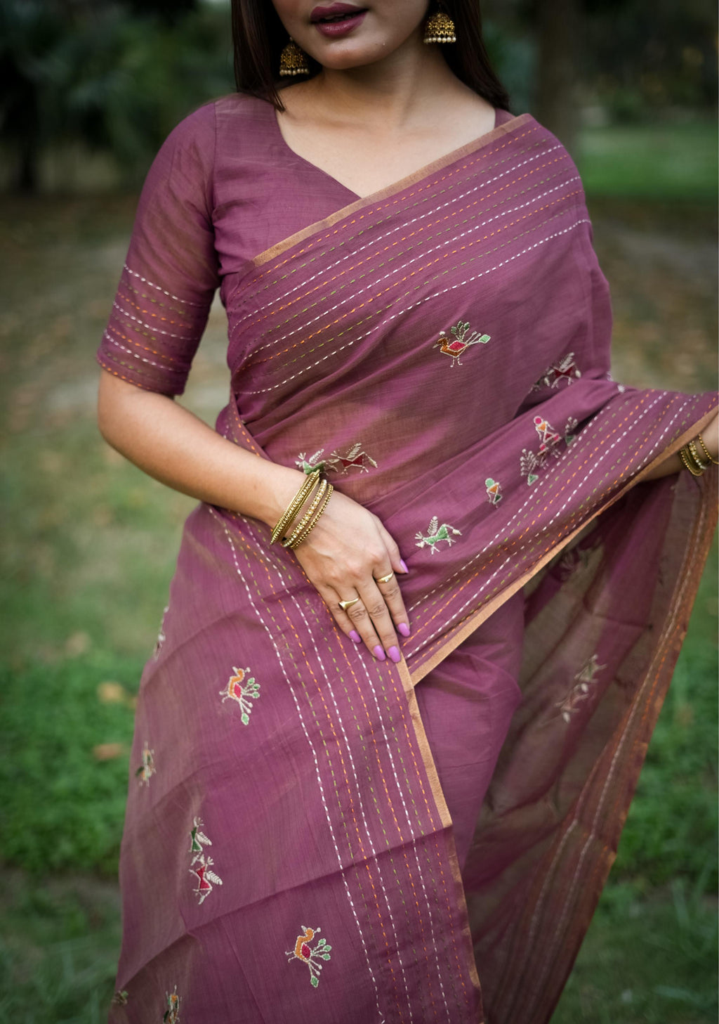 Jyoti Fashion Women's Wine Tussar Silk Traditional Thread Work Designer Saree with Blouse