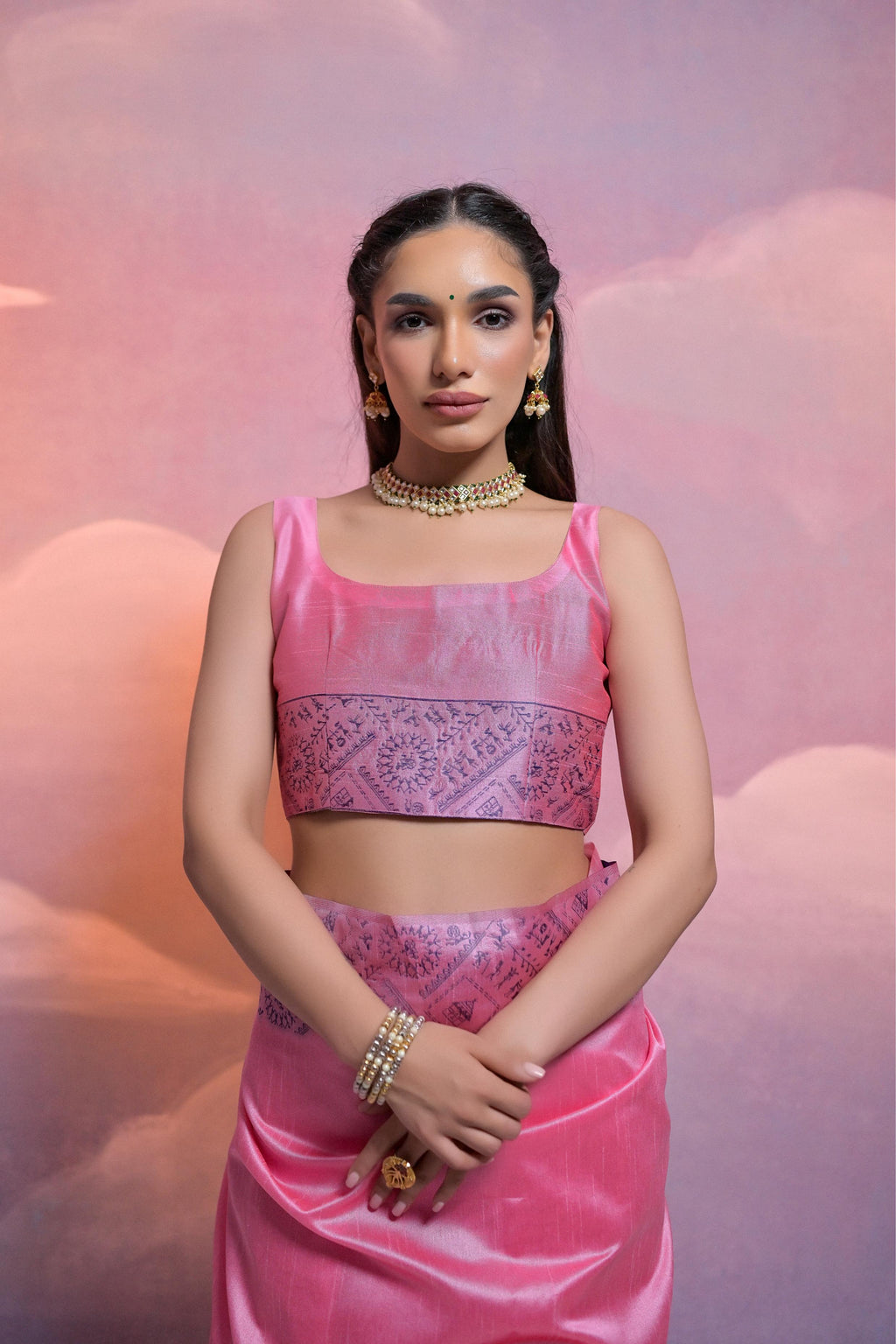 Jyoti Fashion Women's Pink Handloom Raw Silk Weaving Designer Saree with Blouse