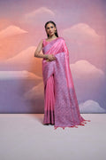 Jyoti Fashion Women's Pink Handloom Raw Silk Weaving Designer Saree with Blouse