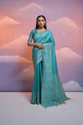 Jyoti Fashion Women's Firozi Handloom Raw Silk Weaving Designer Saree with Blouse
