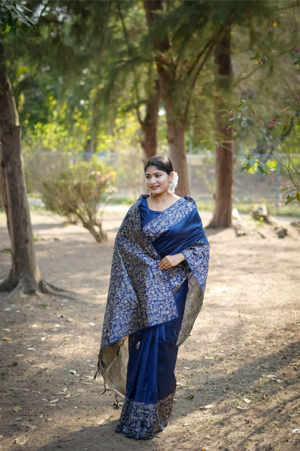 Jyoti Fashion Women's Blue Handloom Raw Silk Weaving Designer Saree with Blouse