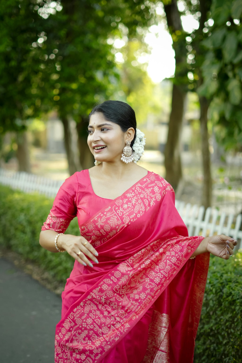 Pink Handloom Raw Silk Designer Saree with Weaving Pallu