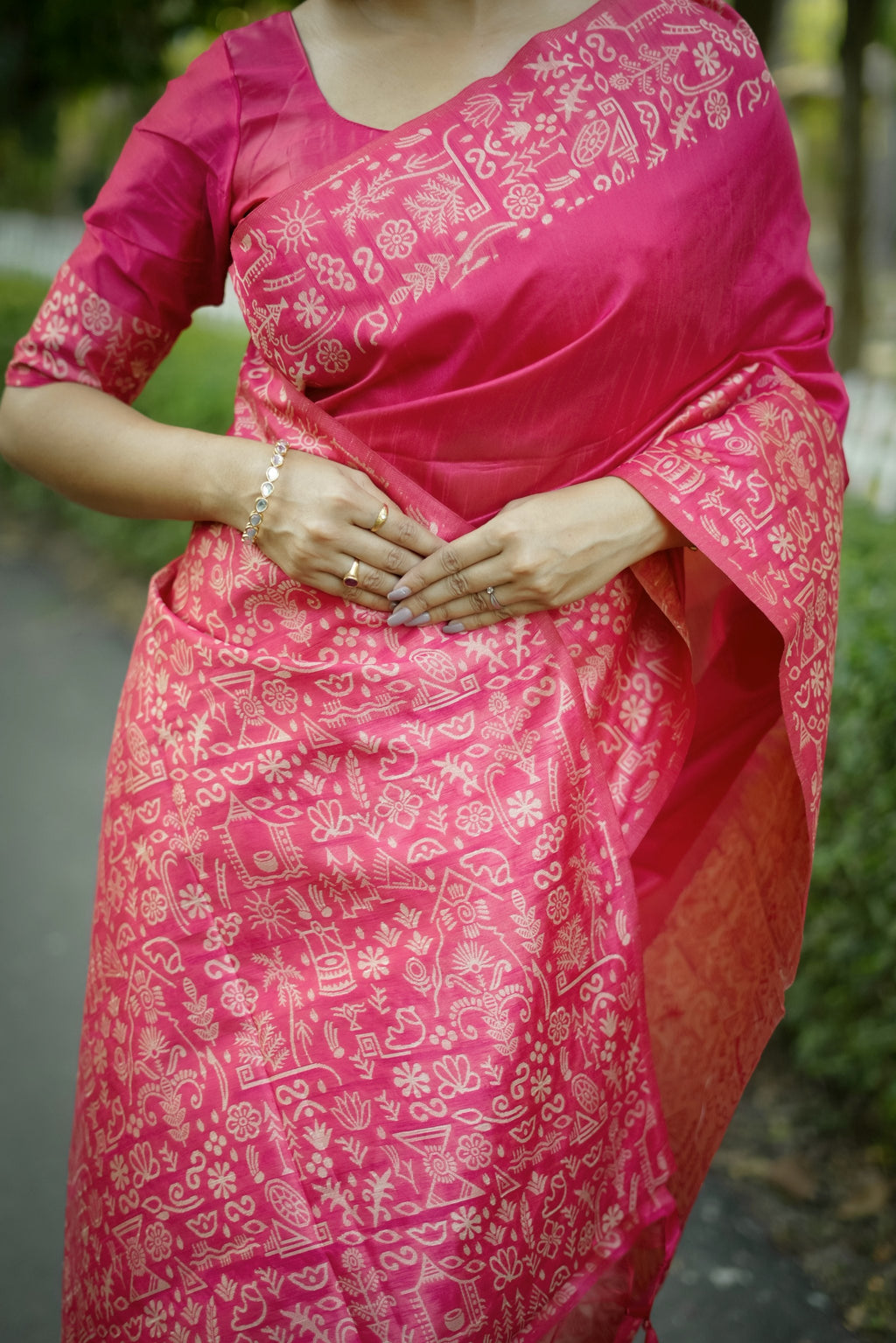 Pink Handloom Raw Silk Designer Saree with Weaving Pallu