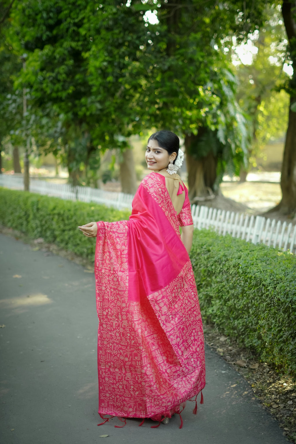 Pink Handloom Raw Silk Designer Saree with Weaving Pallu