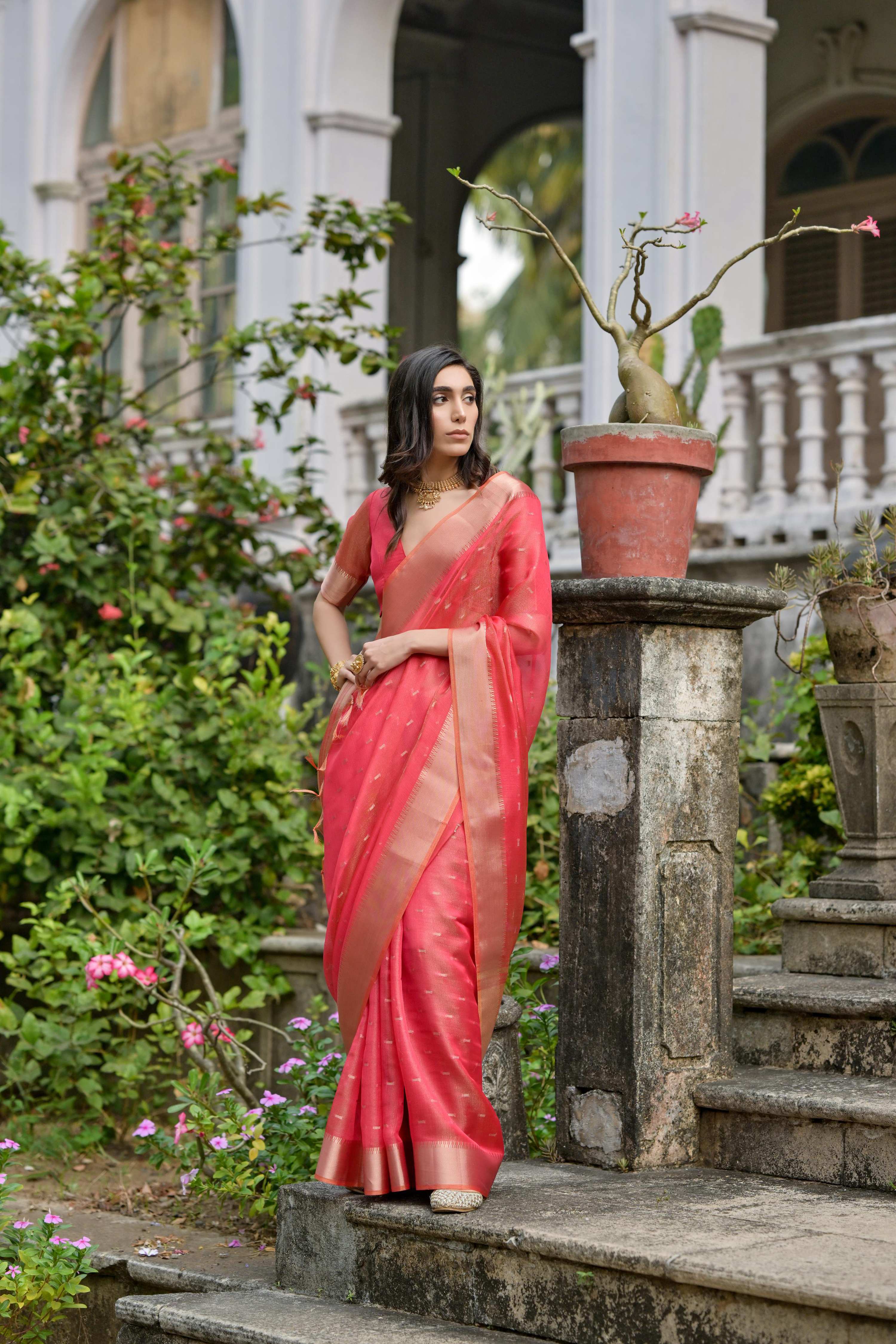 Coral Soft Kalyani Silk Zari Woven Designer Saree