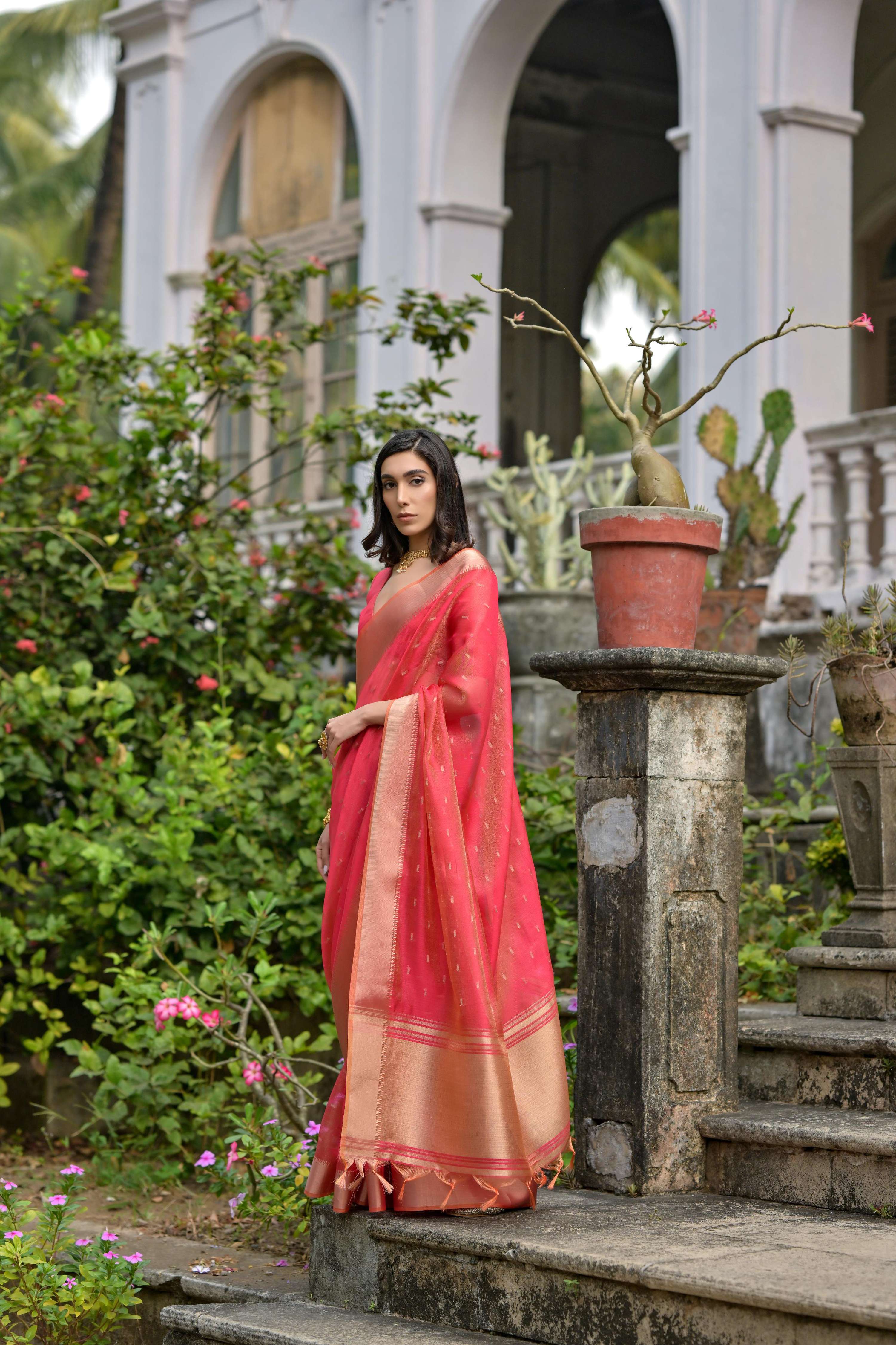 Coral Soft Kalyani Silk Zari Woven Designer Saree