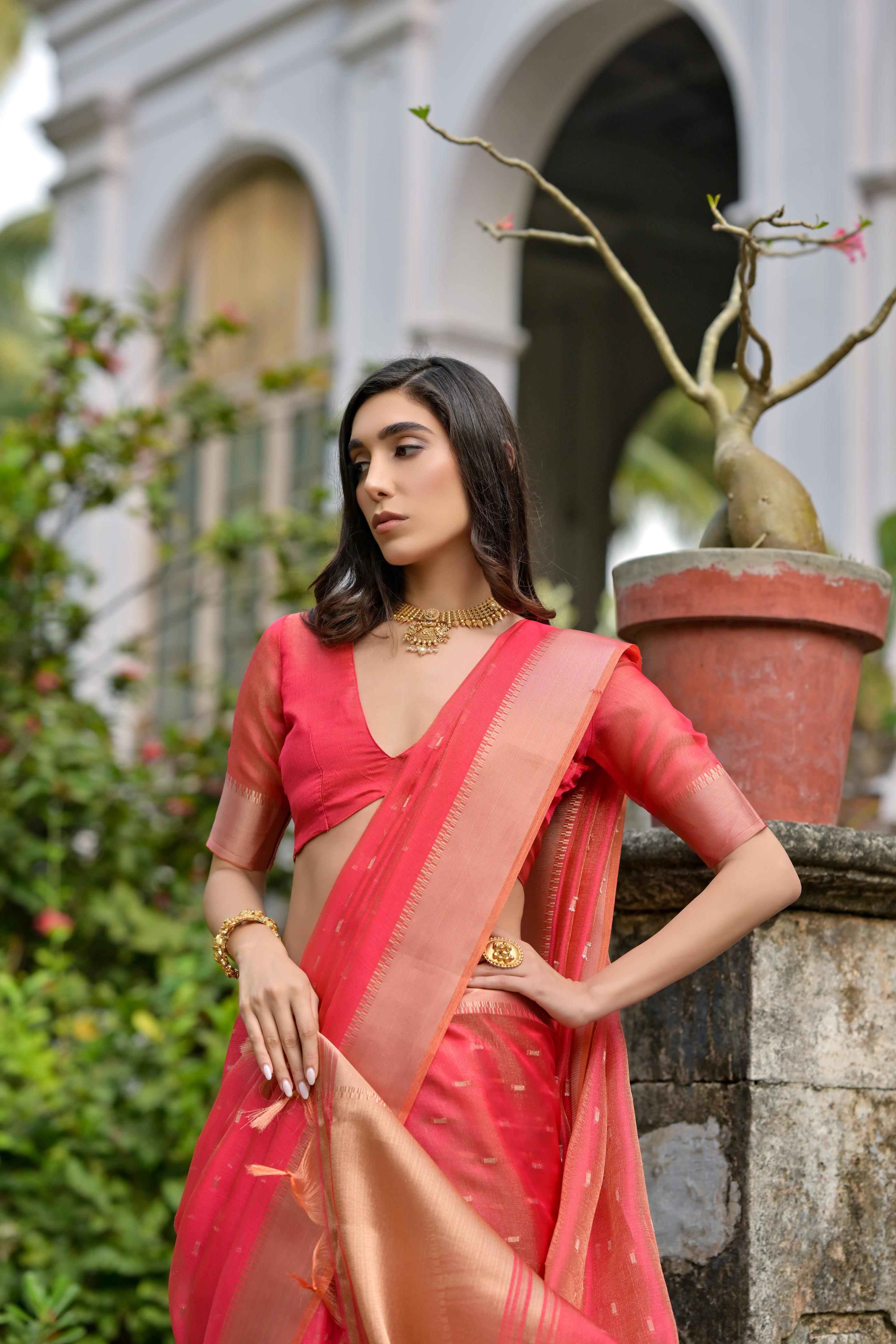 Coral Soft Kalyani Silk Zari Woven Designer Saree