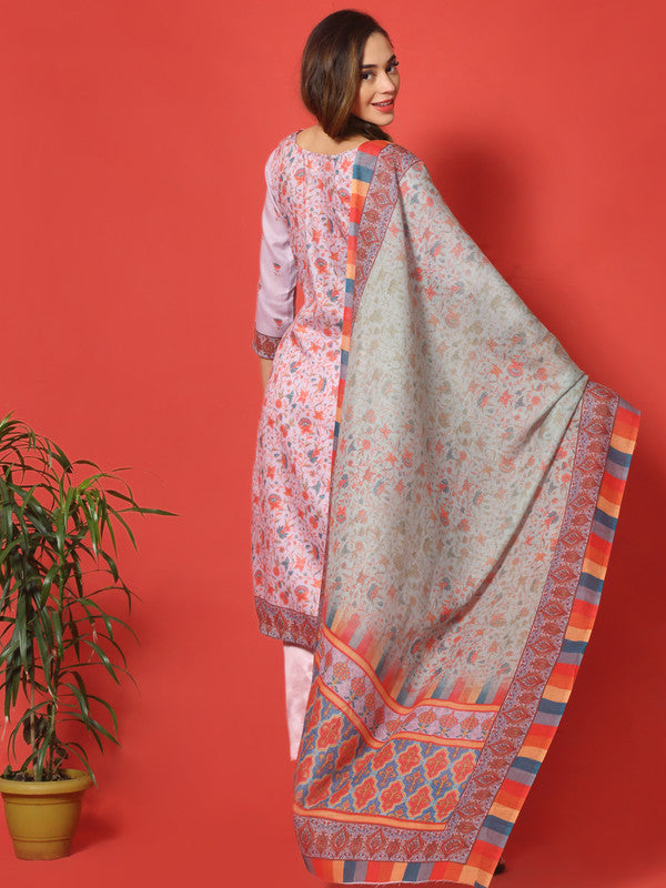Women's Mauve Cotton Straight Kurta Suit Set Digital Printed