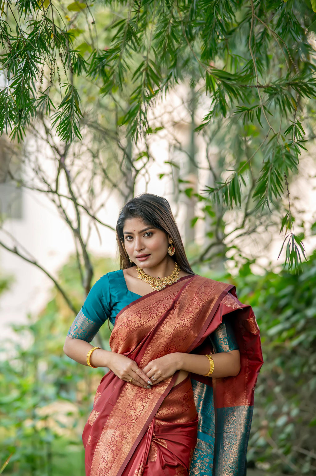 Maroon Soft Banarasi Silk Zari Woven Saree with Blouse