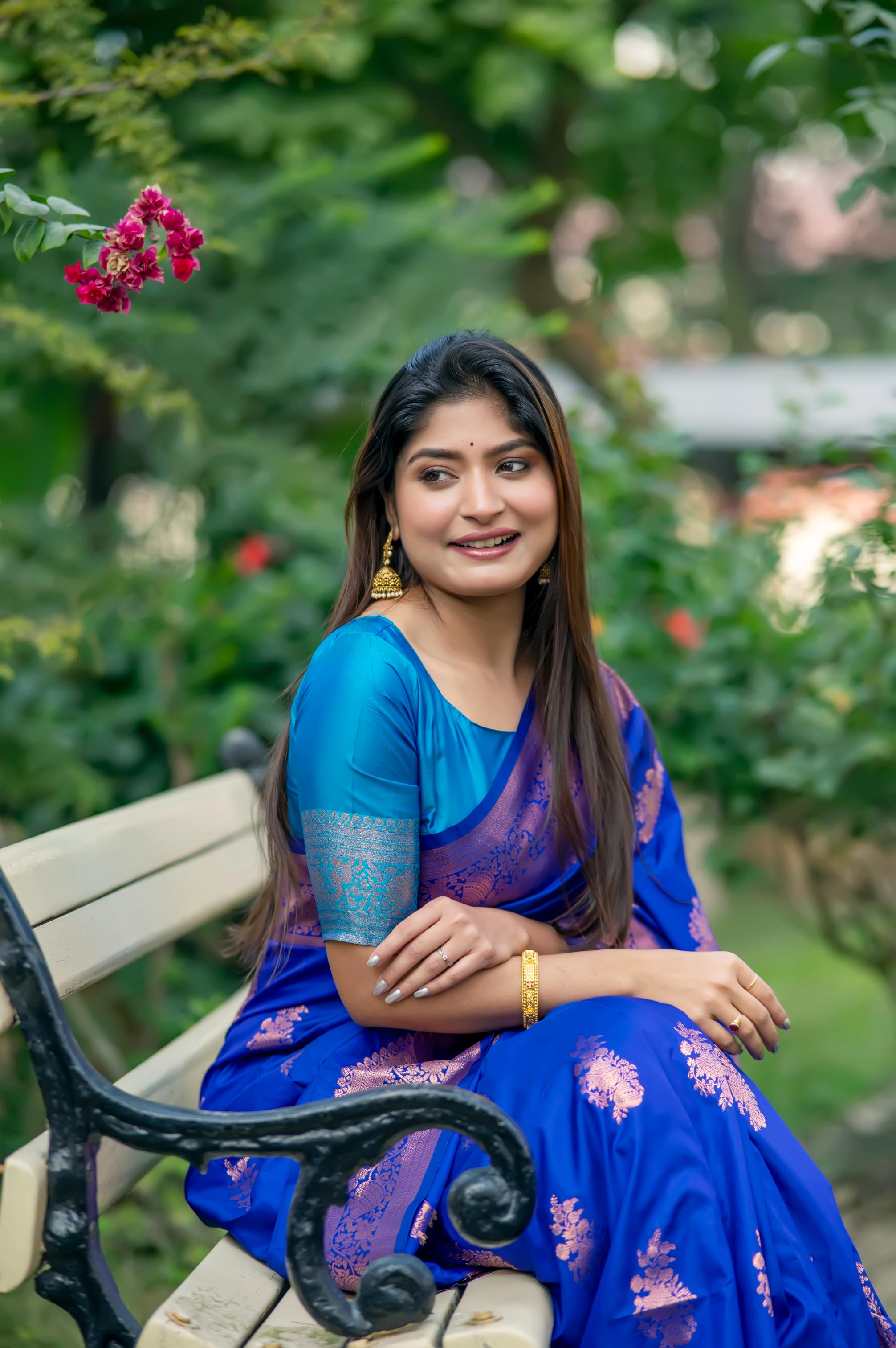Royal Blue Soft Banarasi Silk Saree with Zari Woven Pattern