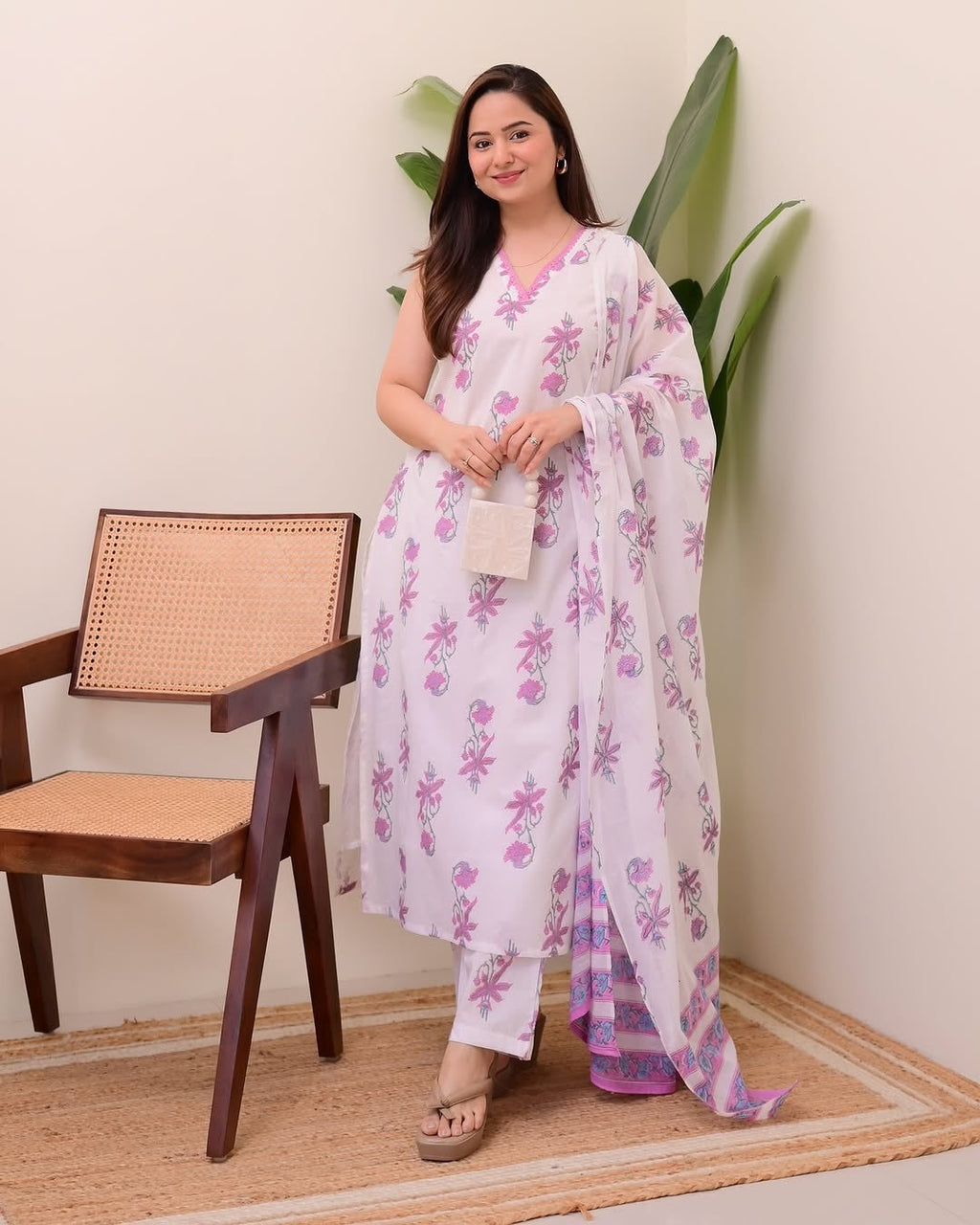 Jyoti Fashion Women's Purple Rayon Slub Floral Printed Designer Kurta Set with Dupatta
