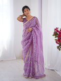 Purple Soft Gold Crush Designer Saree with ZigZag Sequins Blouse