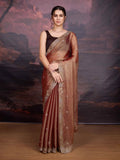Jyoti Fashion Women's Brown Jimmy Choo Embroidered Siroski Designer Saree with Blouse