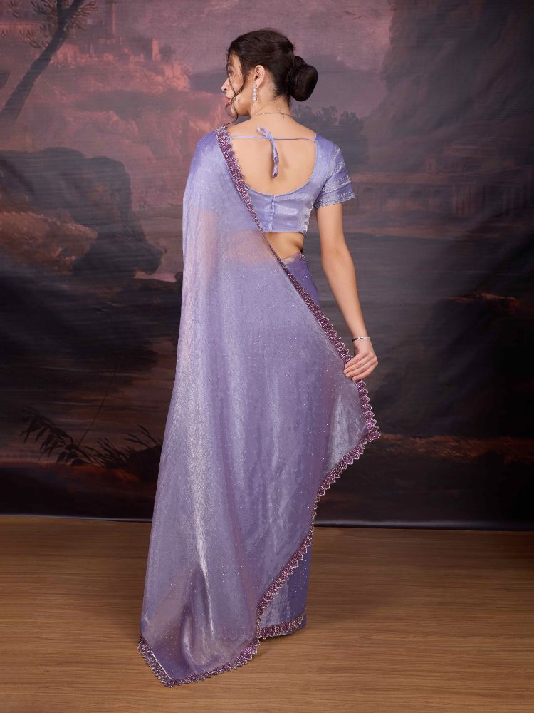 Light Purple Jimmy Choo Heavy Beads Designer Saree with Blouse