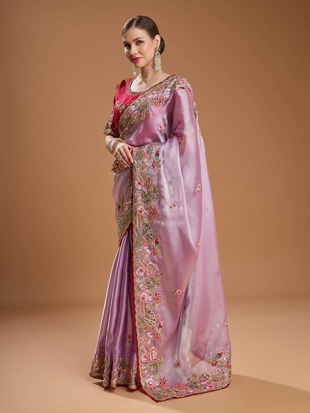 Purple Jimmy Choo Sequins Coding Embroidered Designer Saree