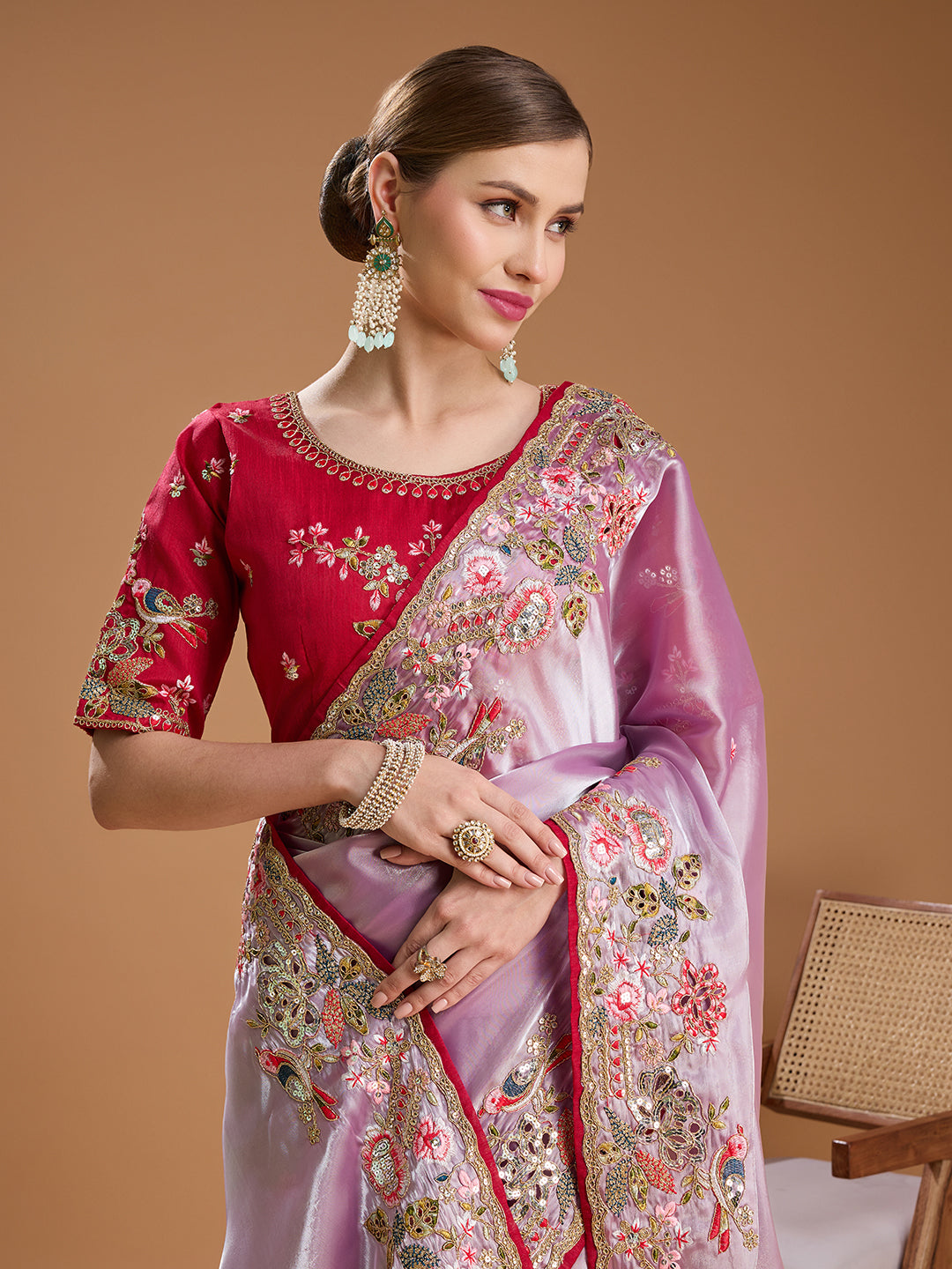 Purple Jimmy Choo Sequins Coding Embroidered Designer Saree