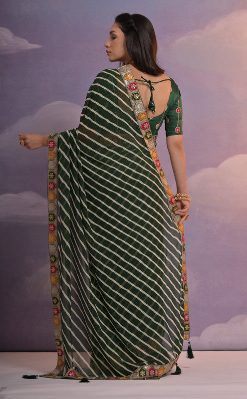 Green Coding Sequence Georgette Saree with Blouse