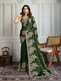 Jyoti Fashion Women's Green Rangoli Silk Embroidered Designer Saree with Blouse