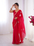 Pink Soft Fendy designer saree with Moti and sequin embroidery