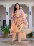 Jyoti Fashion Women's Orange Cotton Blend Printed Designer Kurta Set with Dupatta