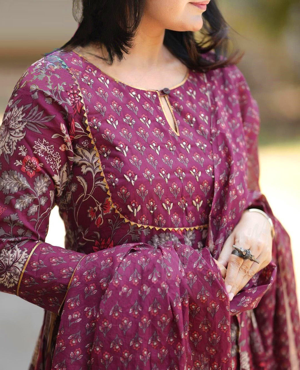 Jyoti Fashion Women's Maroon Rayon Printed Designer Kurta Set with Dupatta