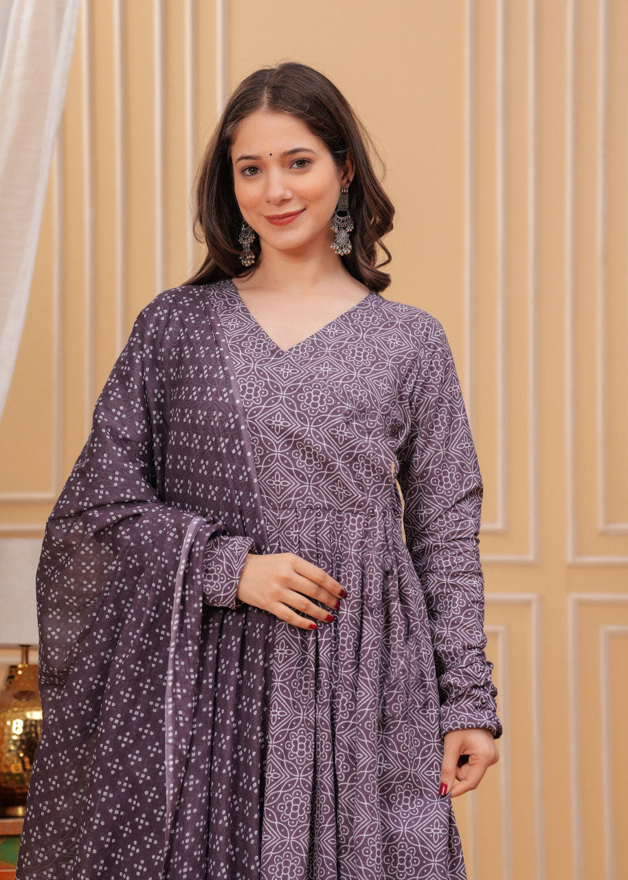 Women's Wine Rayon Printed Straight Kurta Set with Matching Dupatta