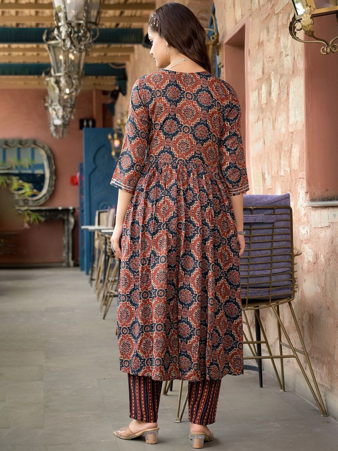 Maroon Rayon Printed Designer Kurta Set with Dupatta