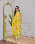 Jyoti Fashion Women's Yellow Rayon Printed Designer Kurta Set with Dupatta