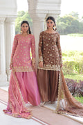 Jyoti Fashion Pink & Coffee Fendy Embroidered Designer Combo Kurta Set with Dupatta