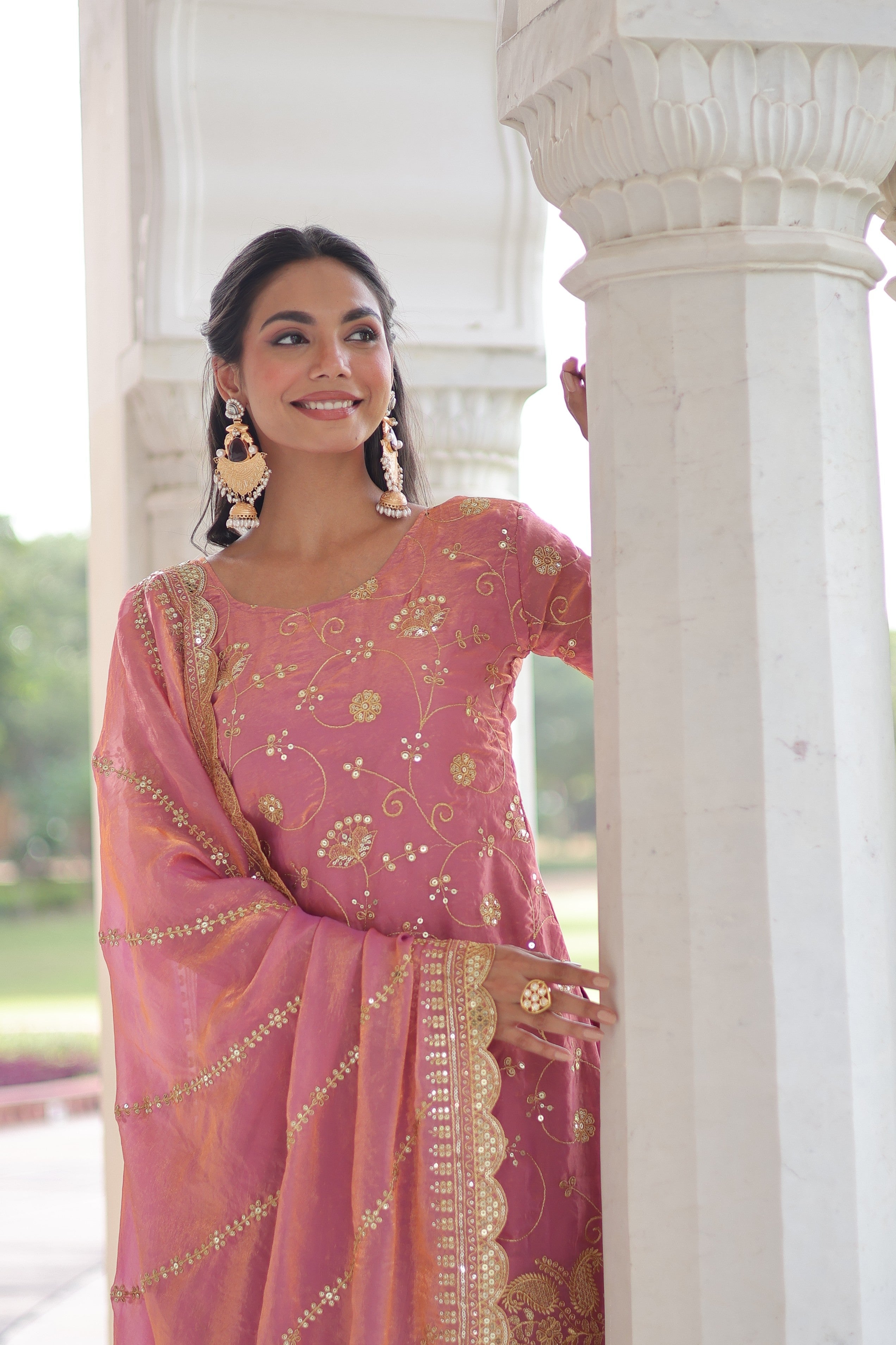 Jyoti Fashion Pink Fendy Embroidered Designer Kurta Set with Dupatta