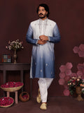Boys' Blue Sequins Embroidered Kurta and Pajama Set