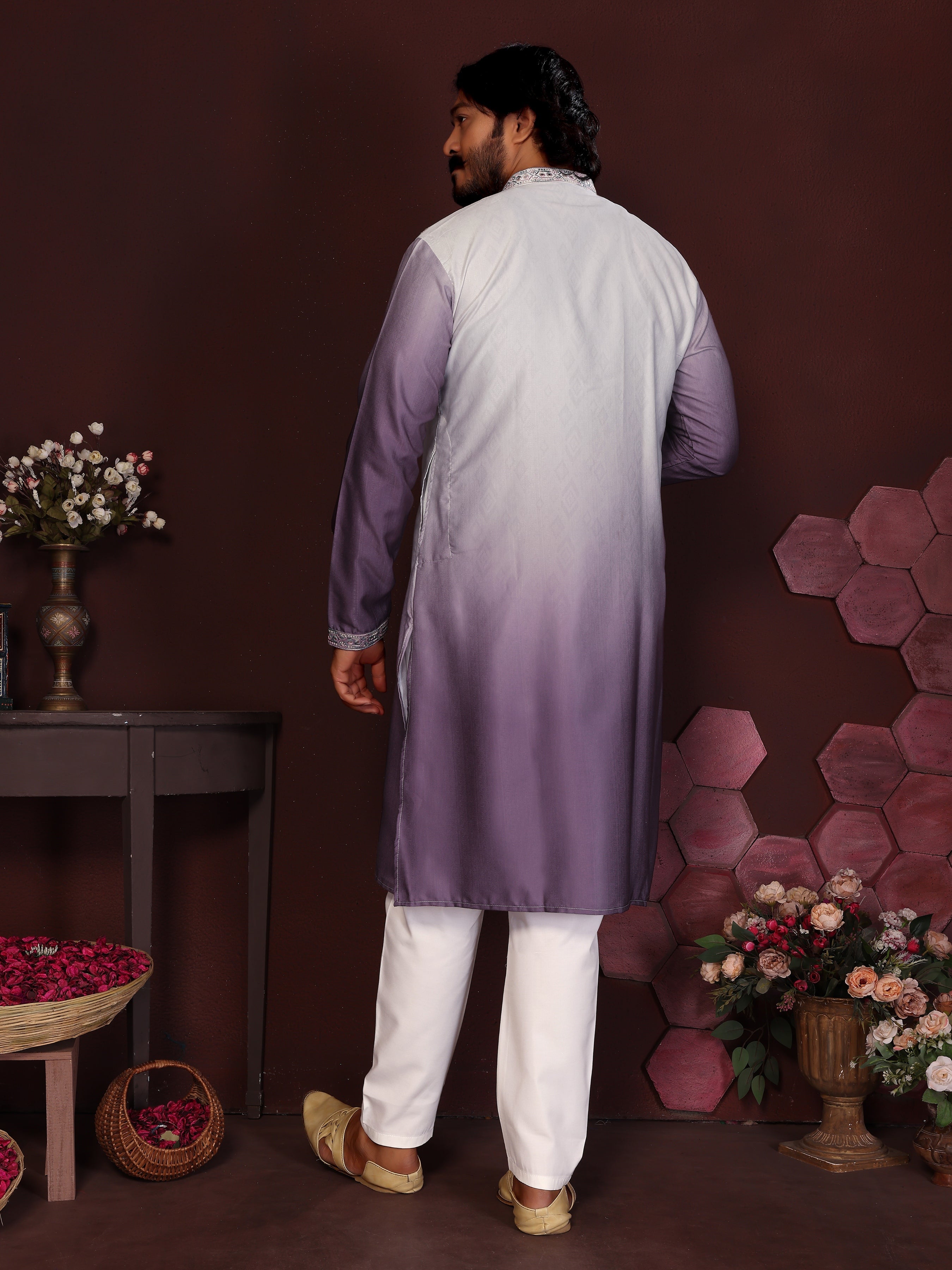 Jamuni Sequins Embroidered Kurta with Pajama for Men